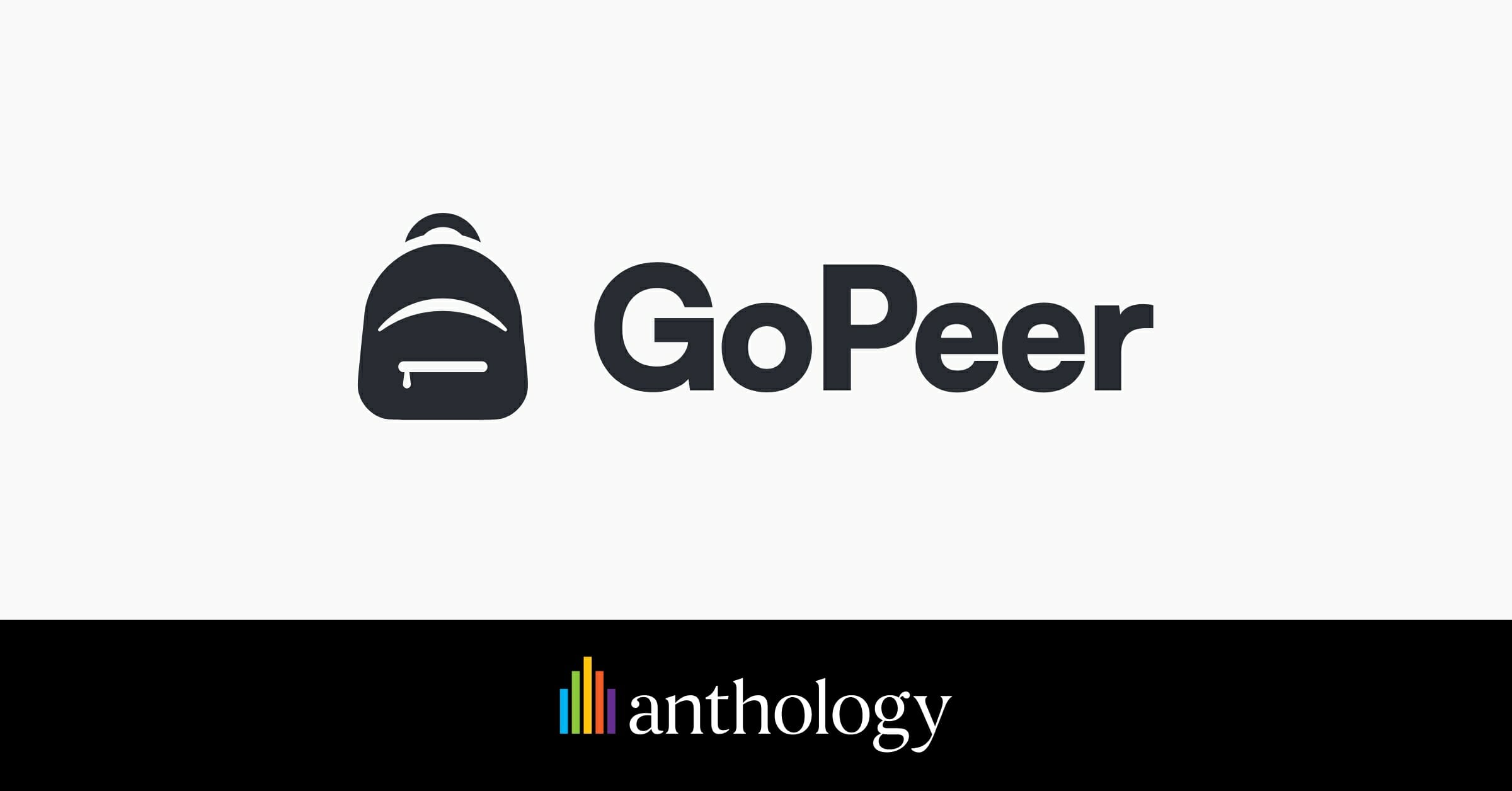 GoPeer logo lockup with the Anthology logo