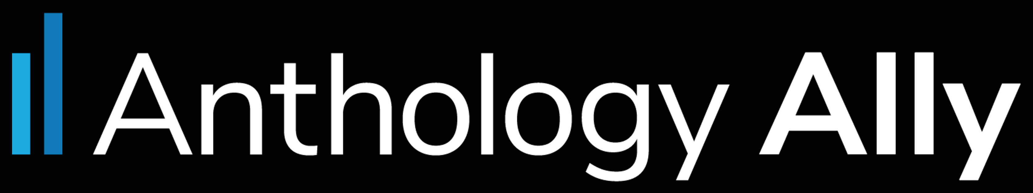 Anthology Ally horizontal logo with sans-serif font and white text