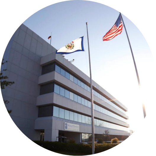 Photo of building and flags