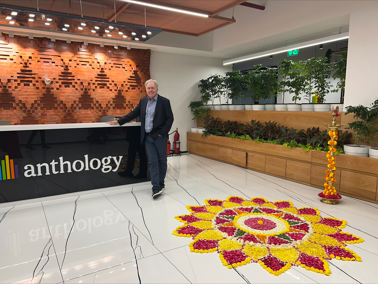 Photo of Anthology CEO Bruce Dahlgren in the India office