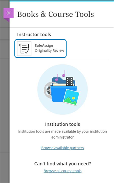 Access SafeAssign Direct Submit from Books & Course Tools