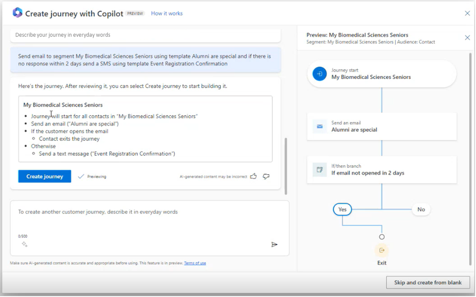 Copilot's customer journey builder in Anthology Reach