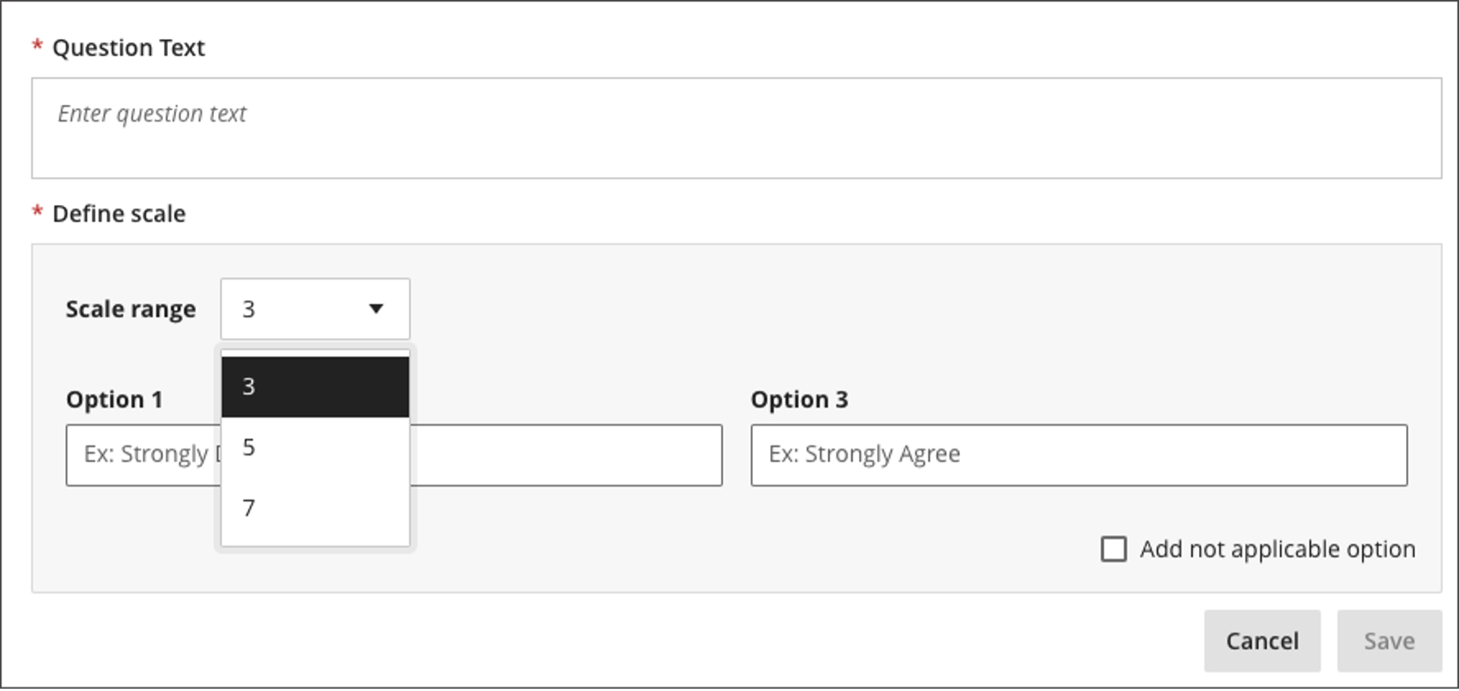 Example Likert question in an end of unit survey