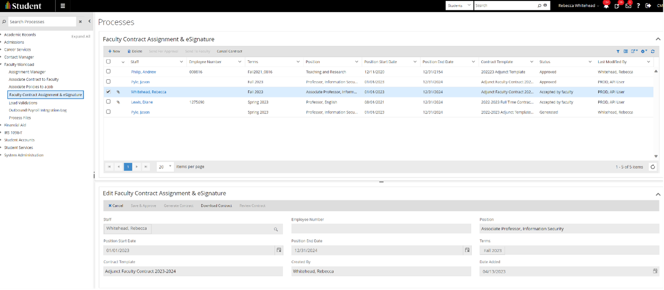 Generating teaching agreements is easy with the faculty contract assignment process