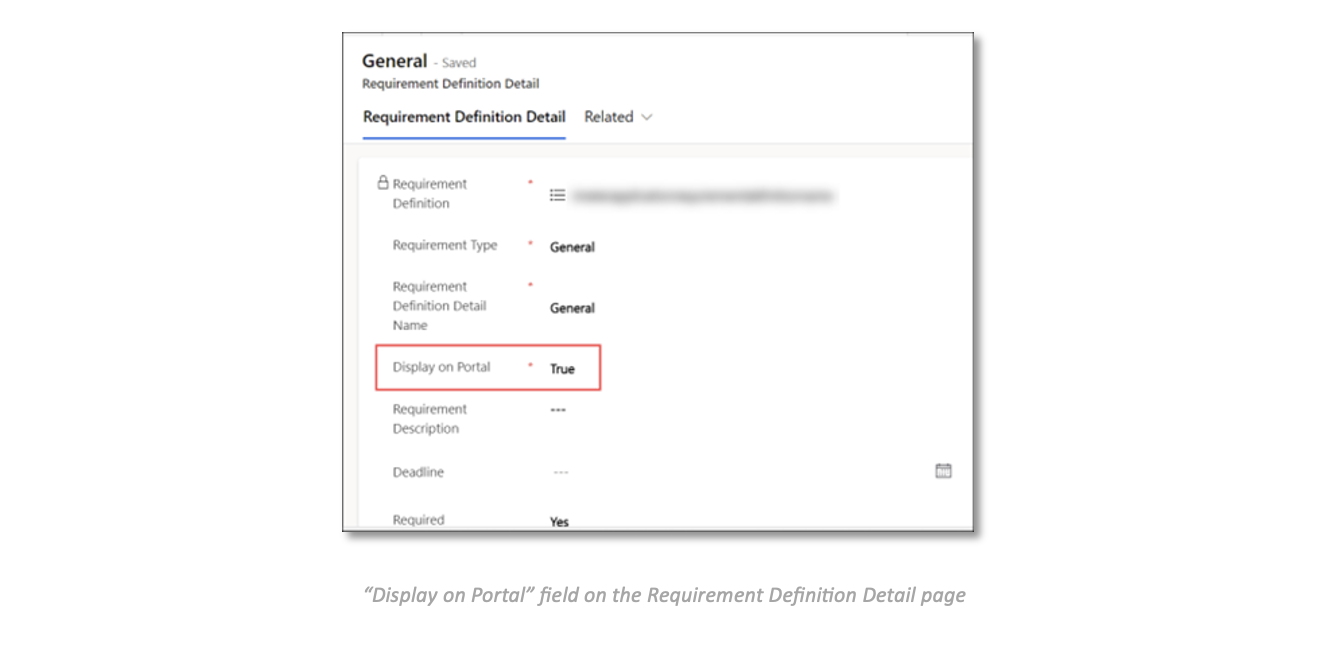Display on Portal field on the Requirement Definition Detail page