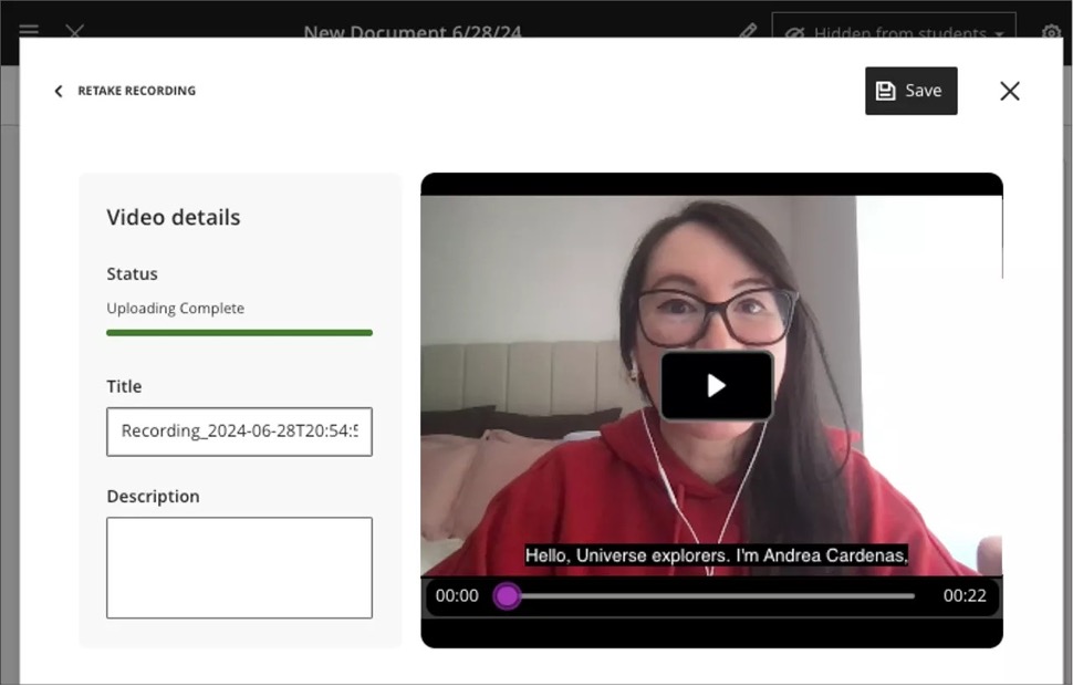 Add video details, preview, and save options