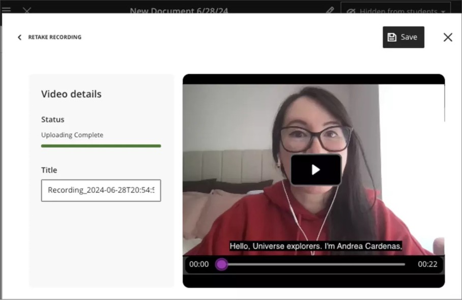 Image 4. Add video details, preview, and save options 
