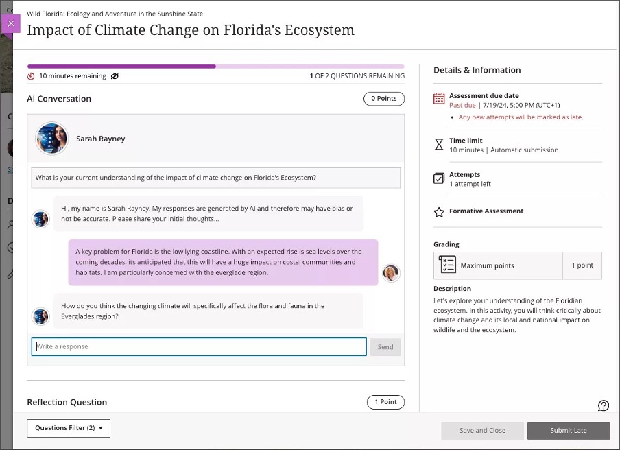 Image 3. A student participating in the AI Conversation