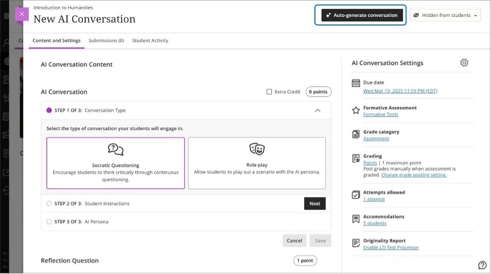 Image 1. The auto-generate feature in AI Conversations. 