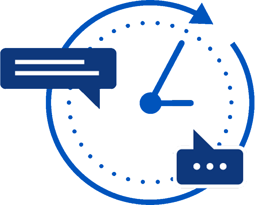 Illustration of a clock representing 24/7 support coverage