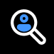 Illustration representing a person in a magnifying glass