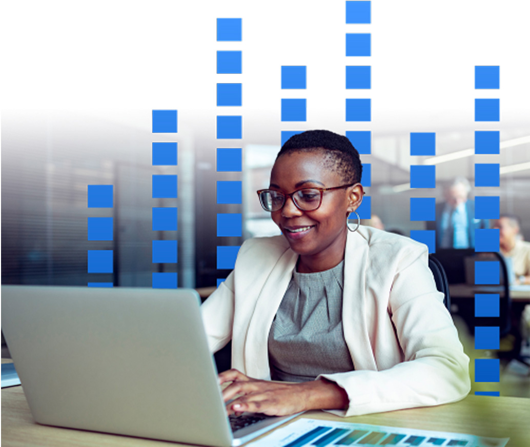 Photo of a woman working at a laptop