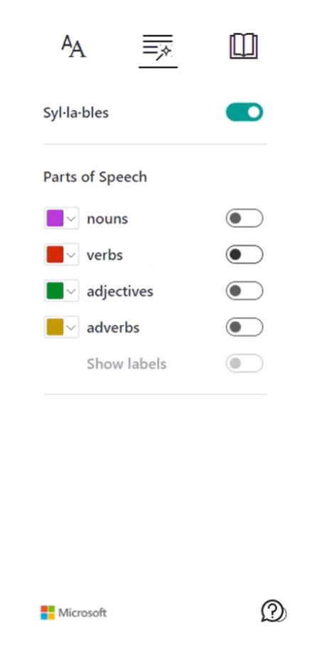 Screenshot of the grammar references pane in Anthology Ally and Microsoft Immersive Reader