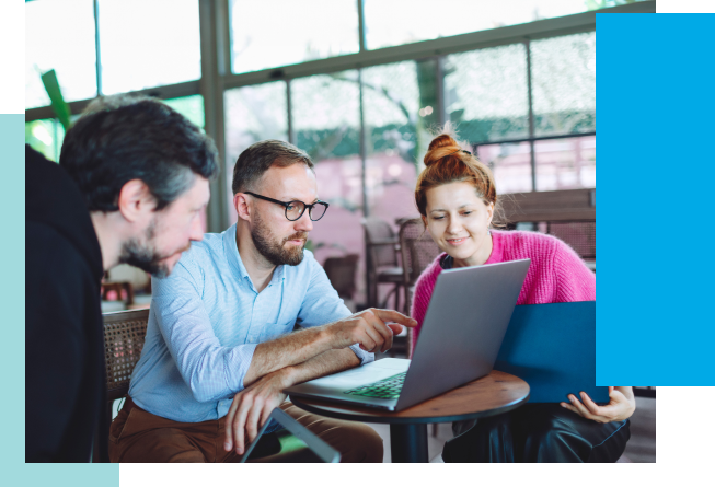 people collaborating together in an office setting