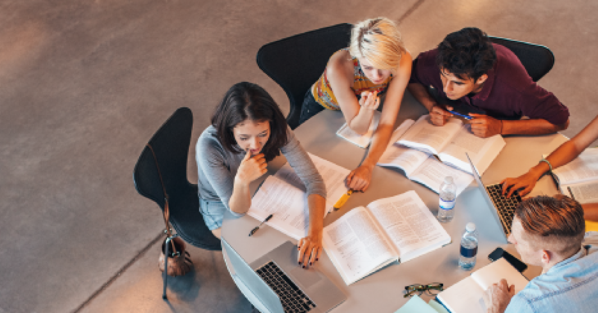 A group of students studying