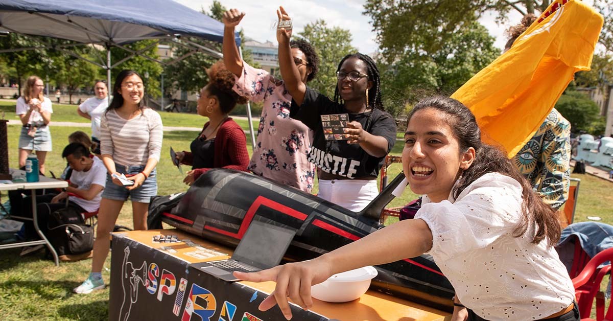 Photo of students gathered at an event on campus