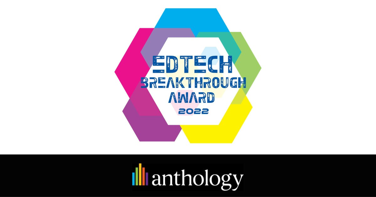 EdTech Breakthrough Award badge lockup with the Anthology logo
