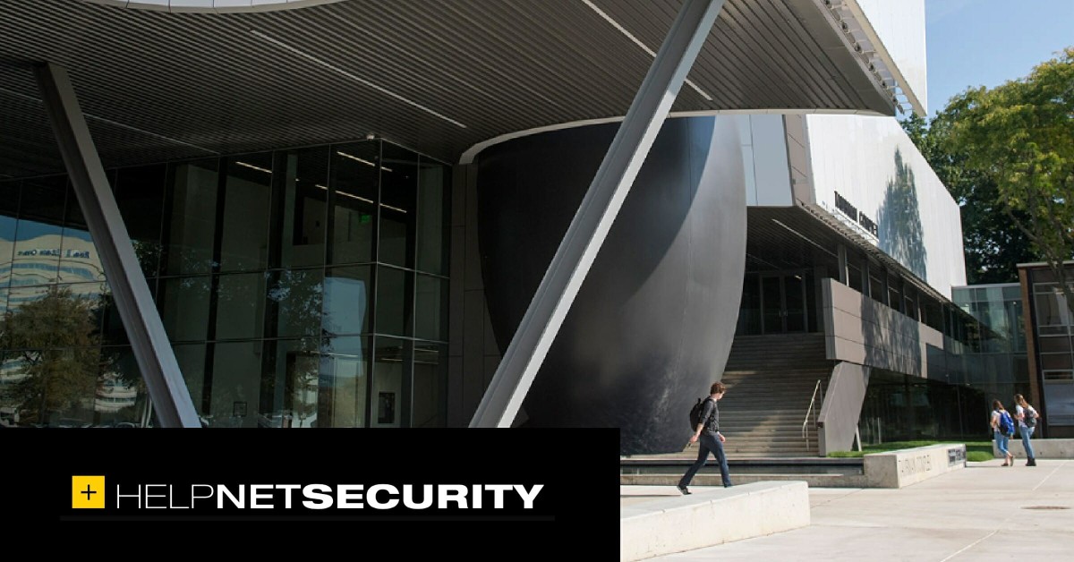 Photo of a modern building with the Help Net Security logo overlayed