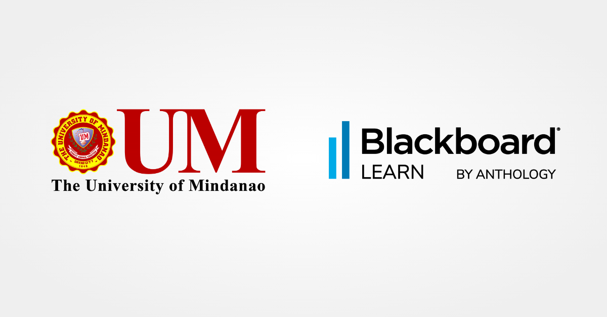 The University of Mindanao logo lockup with the Blackboard Learn mark