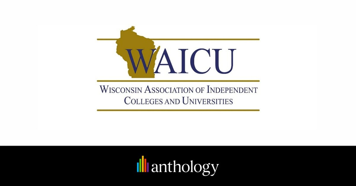 WAICU logo lockup with the Anthology logo