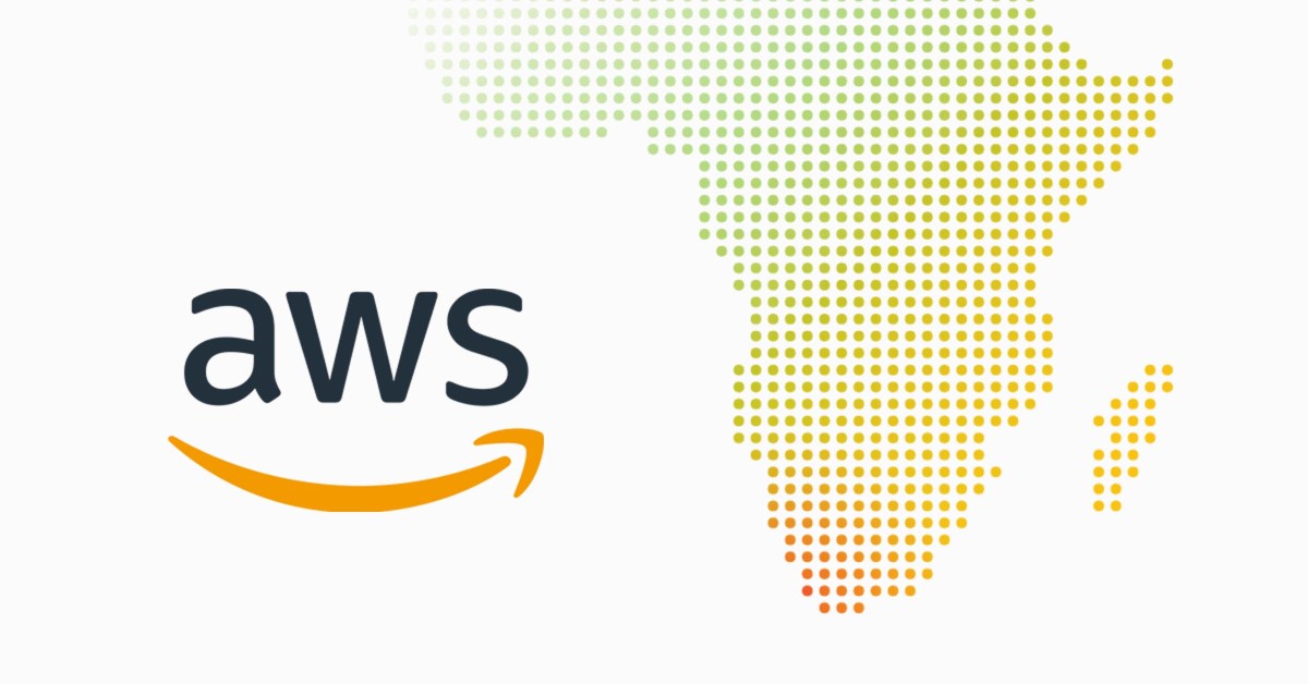 AWS logo next to an illustration of Africa