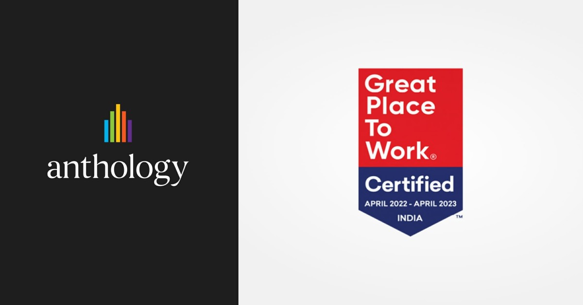 Anthology logo lockup with the Great Place to Work badge