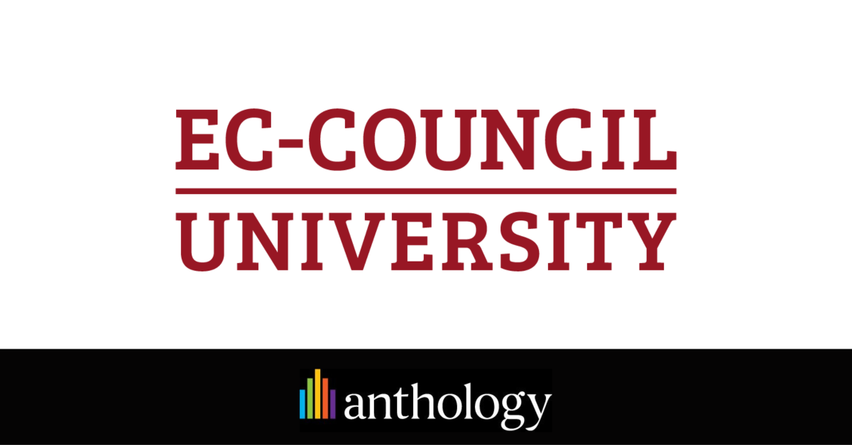 EC-Council University logo locked up with Anthology logo