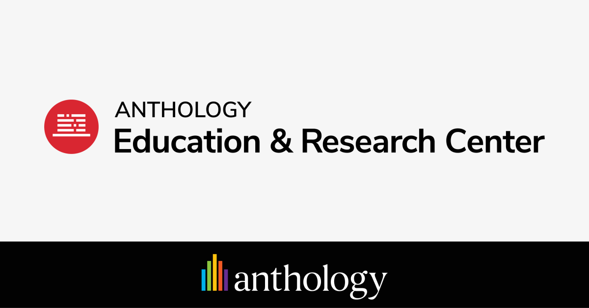 Image with the Anthology Education & Research center logo on the middle with the Anthology logo at the bottom. 
