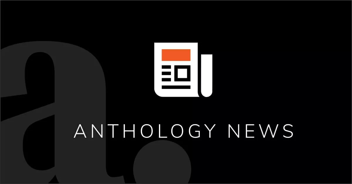 Imagen de fondo negro con un ícono de un documento y debajo un texto que dice "Anthology News" 