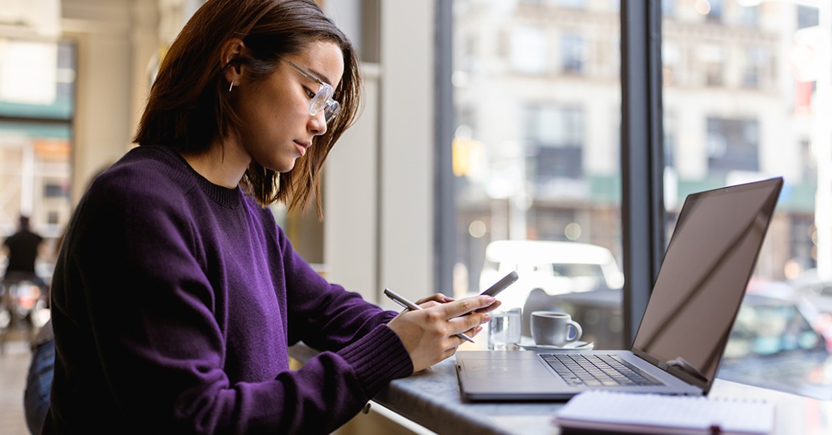 woman working on a laptop