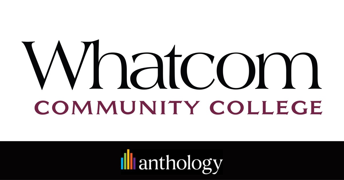 Whatcom Community College logo locked up over the Anthology logo