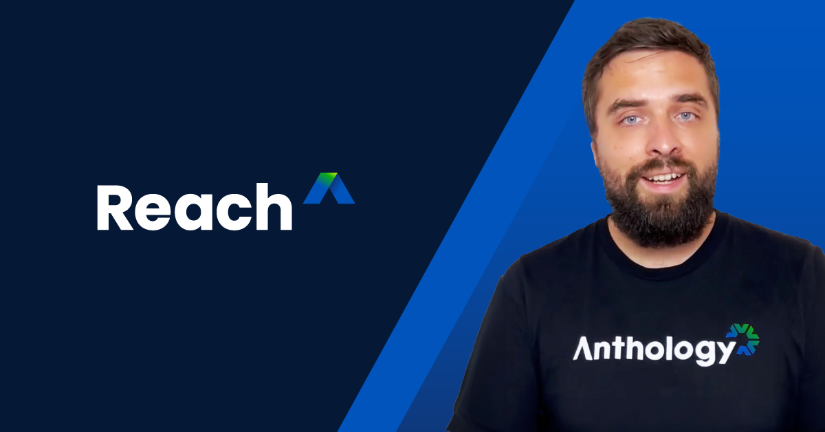 Reach logo next to an image of Anthology's chief data scientist, Stanislav Smatana 
