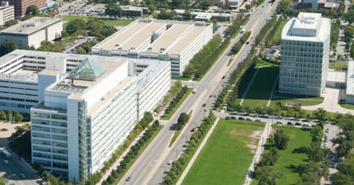 Aerial view of University of Illinois at Chicago.