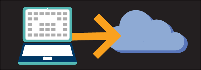 laptop computer with arrow pointing to cloud