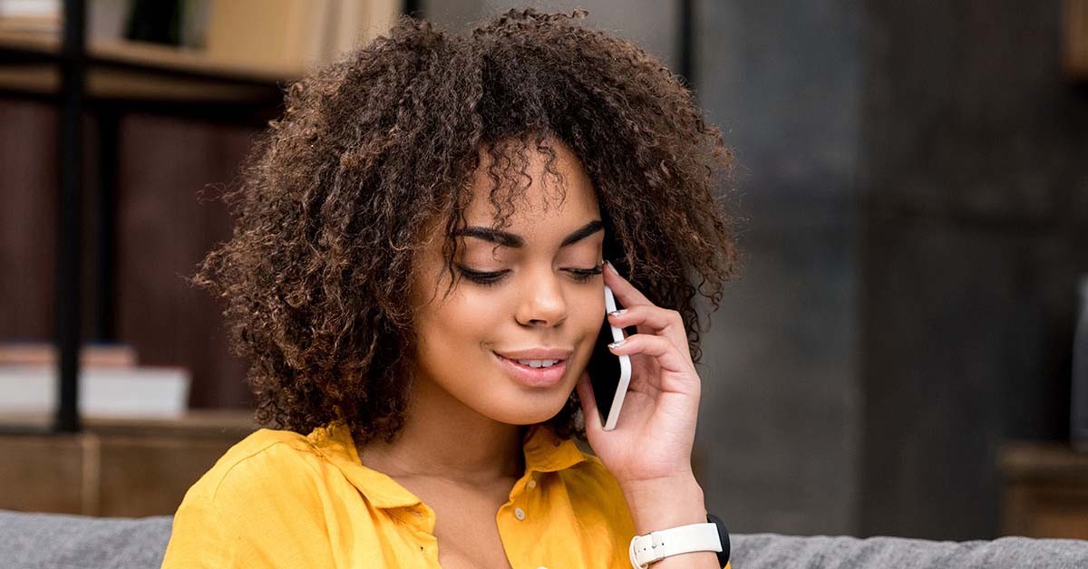 Photo of a woman talking on a cell phone