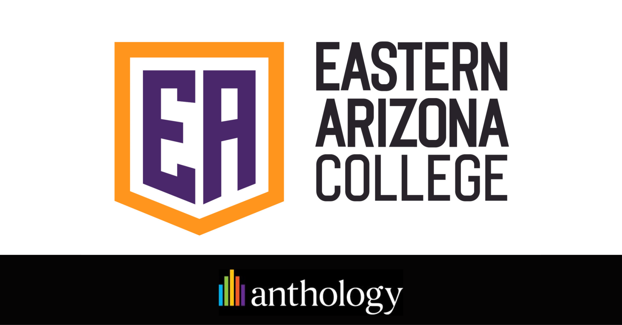 Eastern Arizona College logo lockup with the Anthology logo