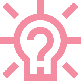Icon illustration representing a lightbulb with a question mark inside