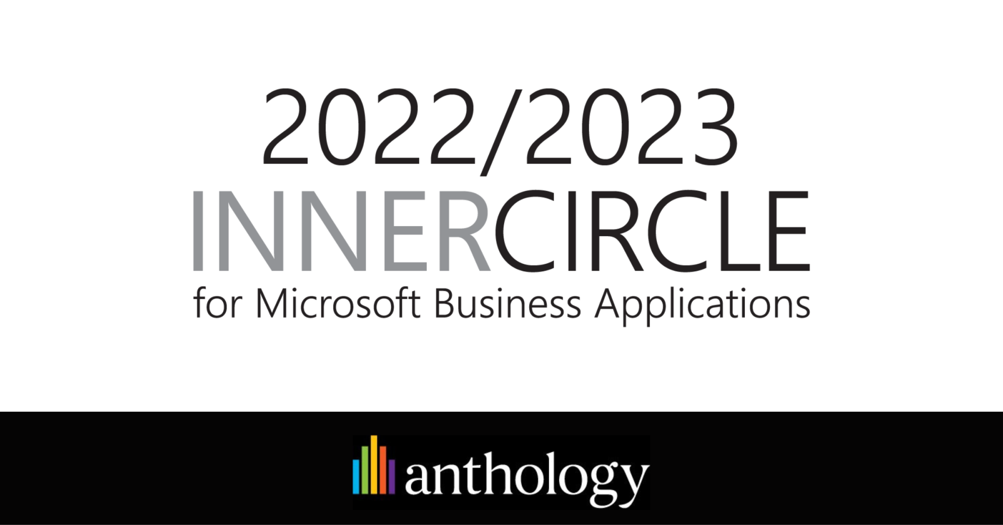 2022/2023 inner circle for Microsoft Business Applications logo locked up with Anthology logo