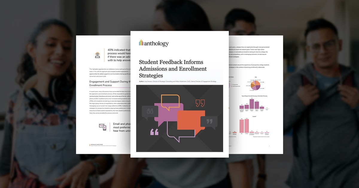 Header image of the Student Feedback Informs Admissions and Enrollment Strategies Whitepaper