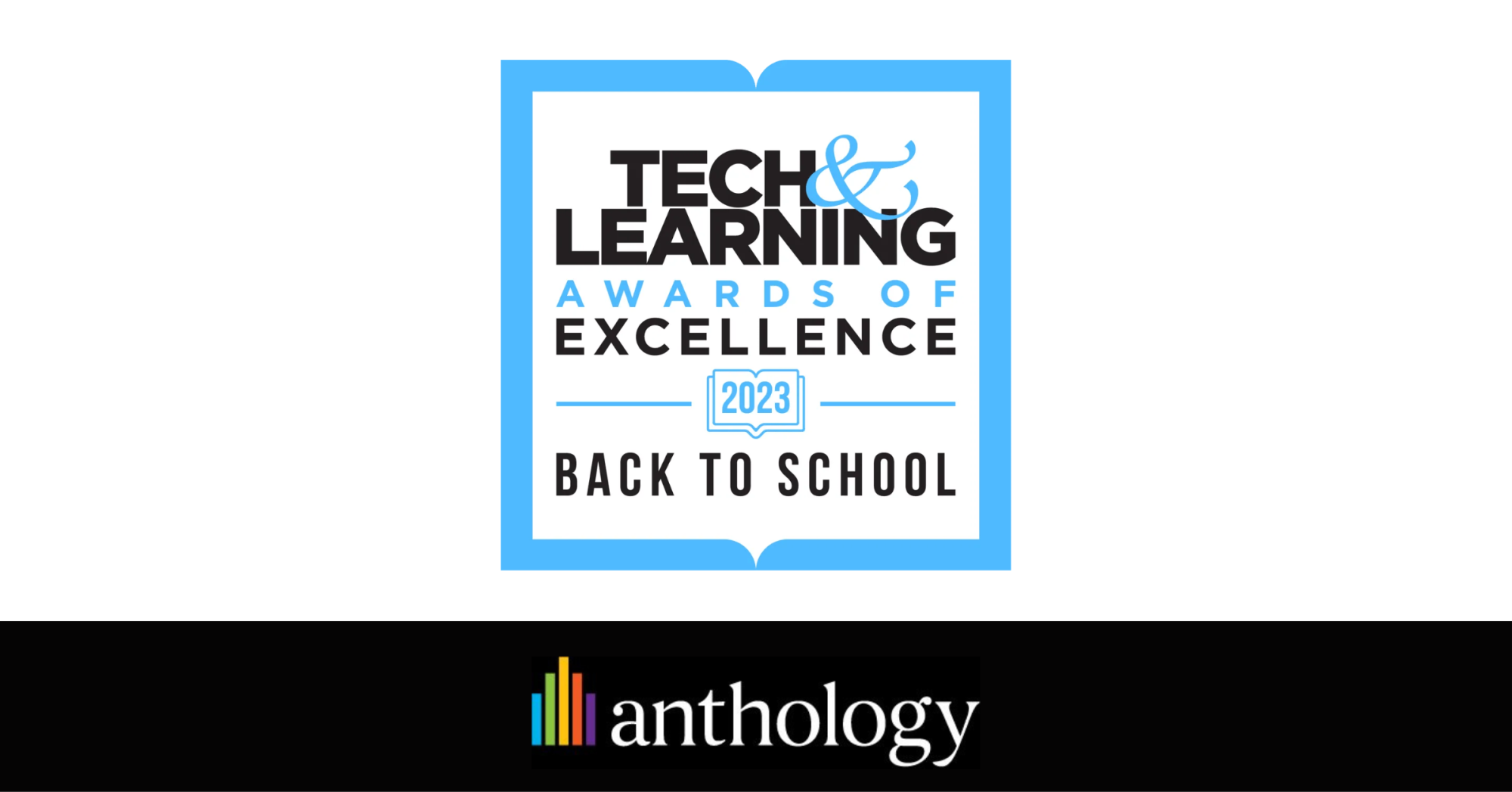 Image with the Teach and Learning Awards of Excellence 2023 logo in the middle and the Anthology logo at the bottom