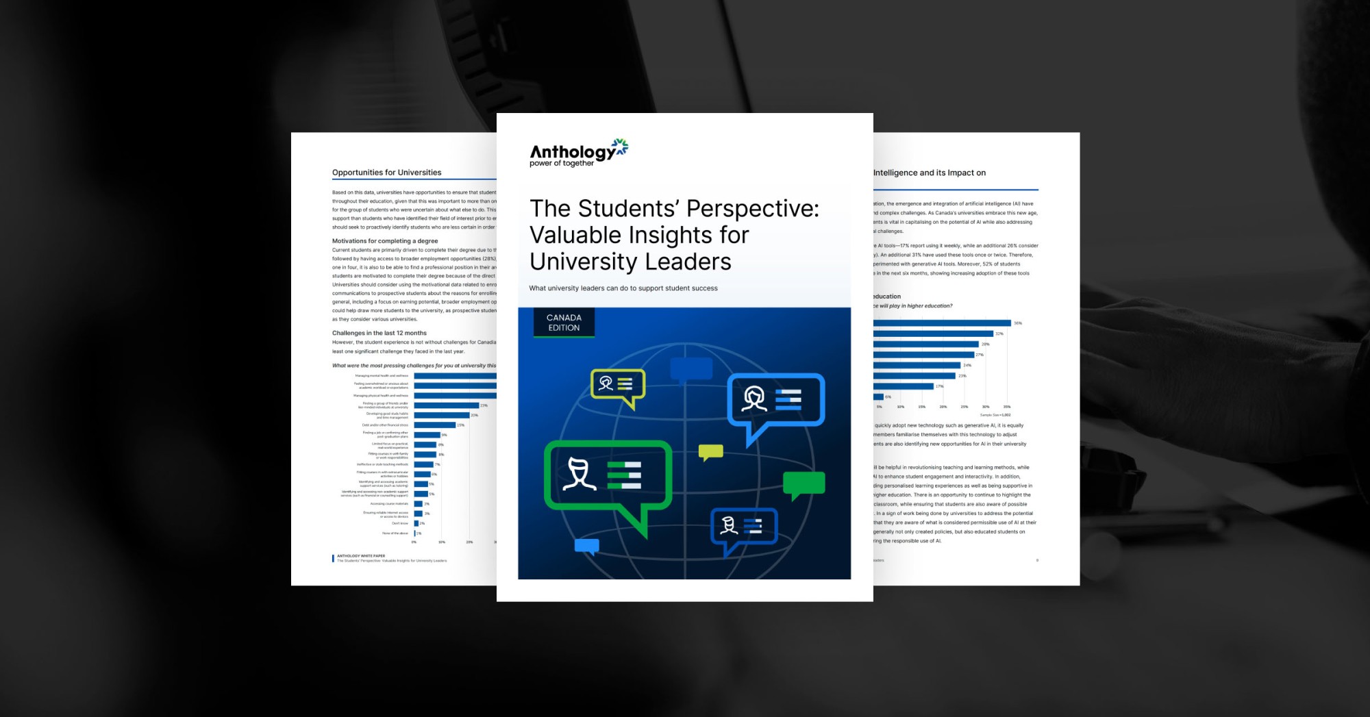 Preview of the white paper over an image obscured by a black transparent overlay