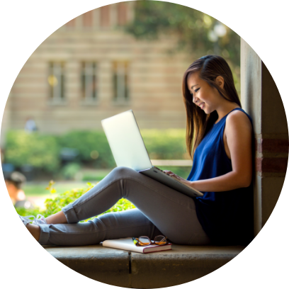 Photo of a woman using a laptop